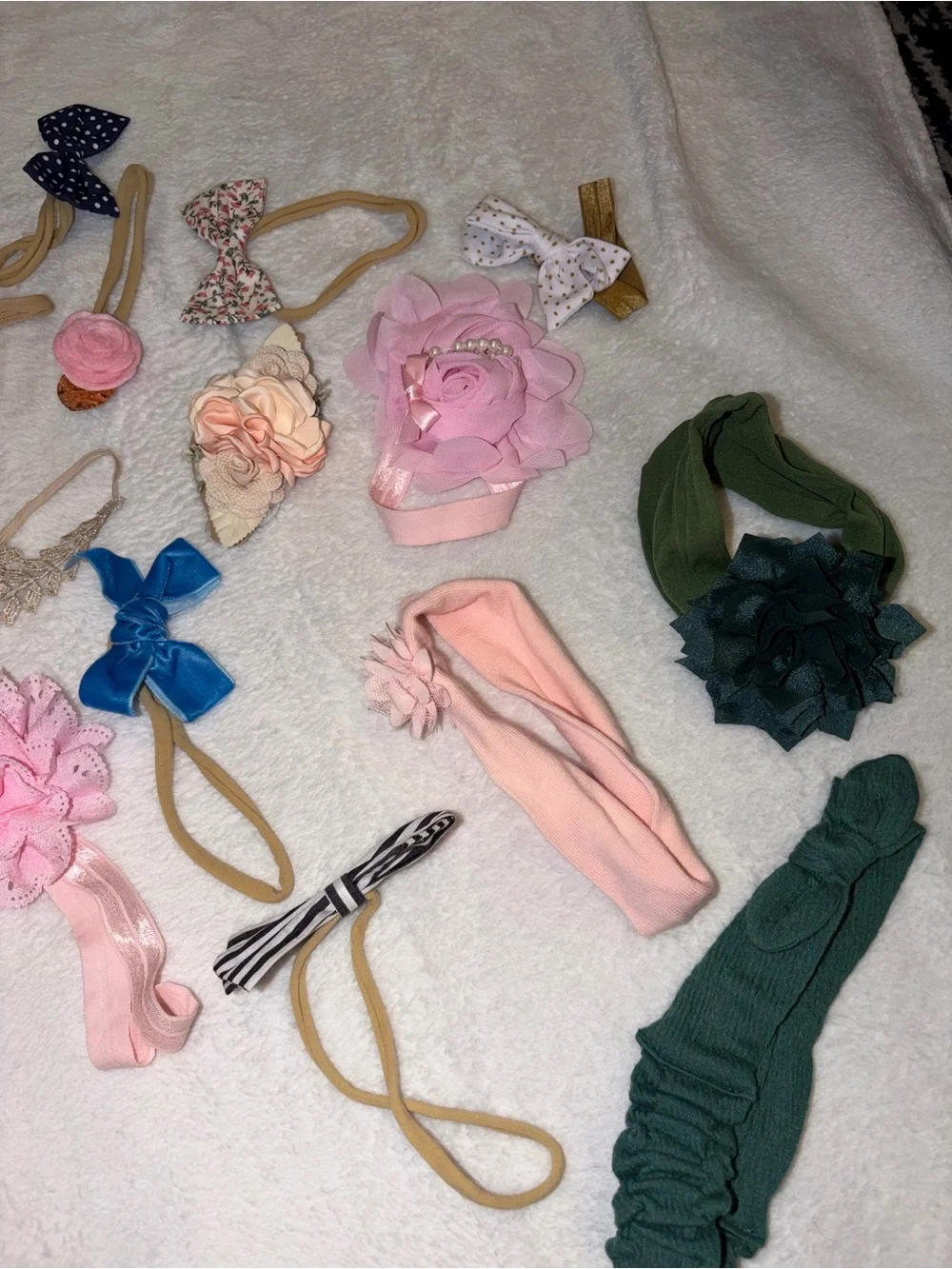 Assorted Baby Headband & Bow Set - Pink, Peach, Blue, Green, White